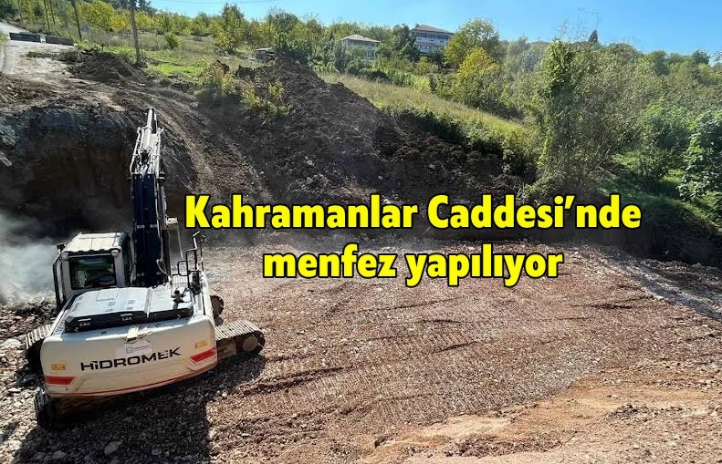 Kahramanlar Caddesi’nde menfez yapılıyor