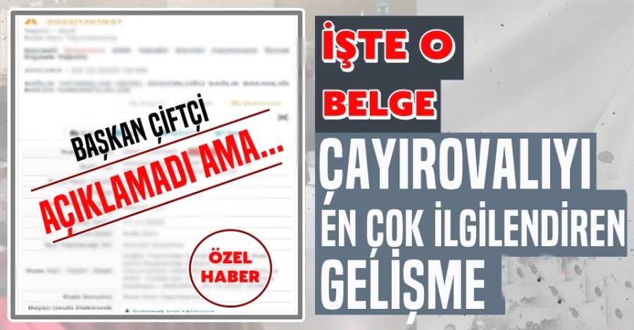  Çayırovalıyı En Çok İlgilendiren Gelişmenin Belgesi