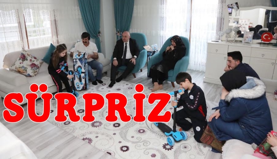 Bıyık’ın sürprizi şehit çocuklarını sevindirdi