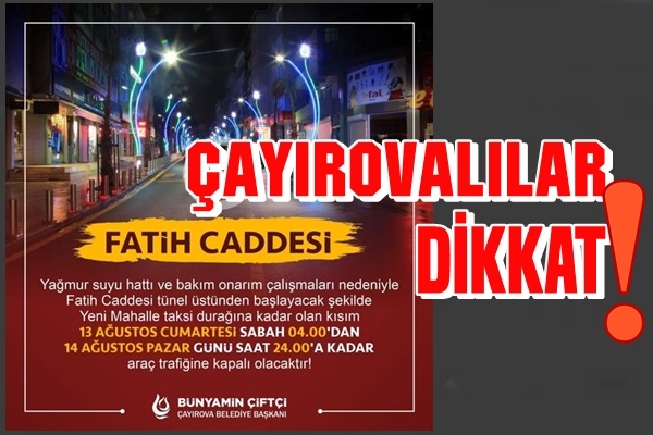 Çayırovalılar Dikkat!
