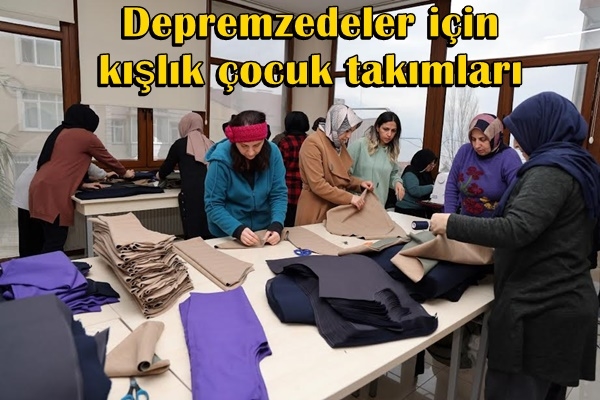 Depremzedeler için kışlık çocuk takımları