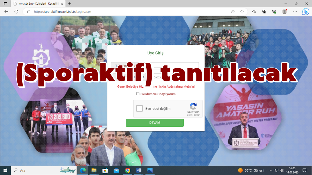 (Sporaktif) tanıtılacak