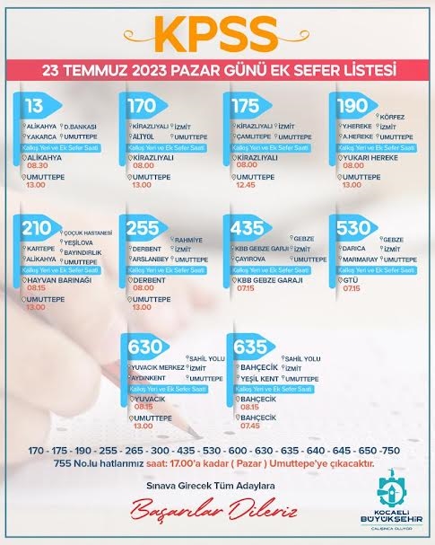 Büyükşehir’den KPSS için ek sefer