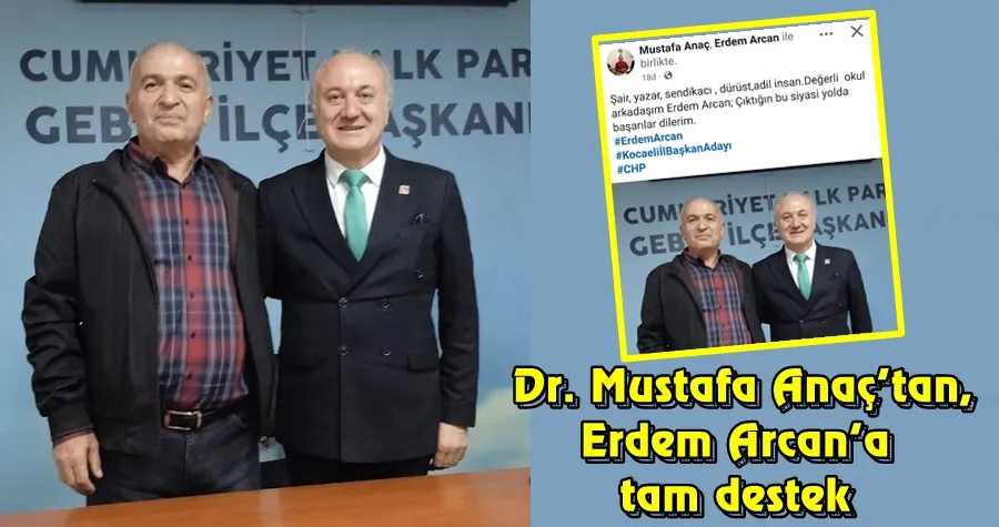 Dr. Mustafa Anaç’tan,  Erdem Arcan’a tam destek