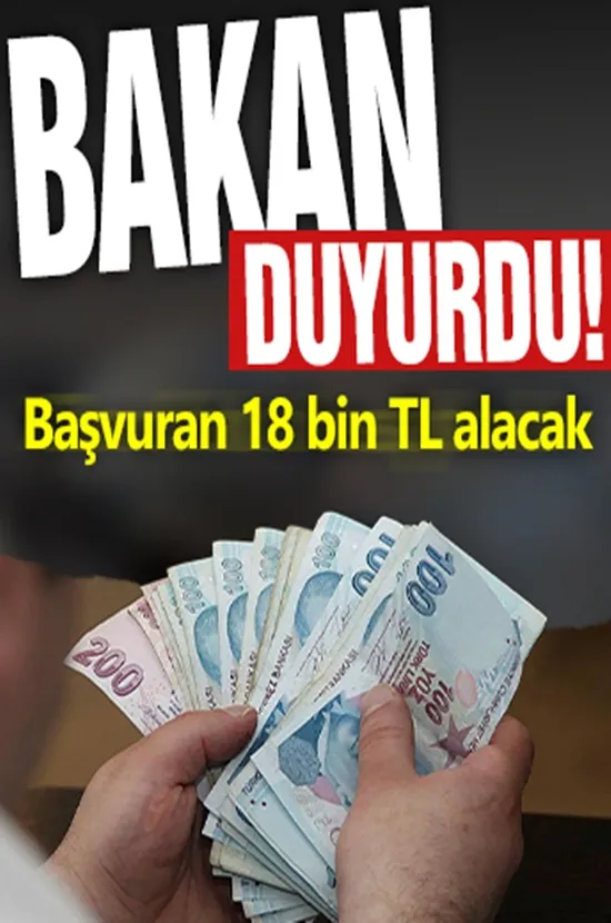 Bakanlık duyurdu! Başvuran 18 bin TL alacak